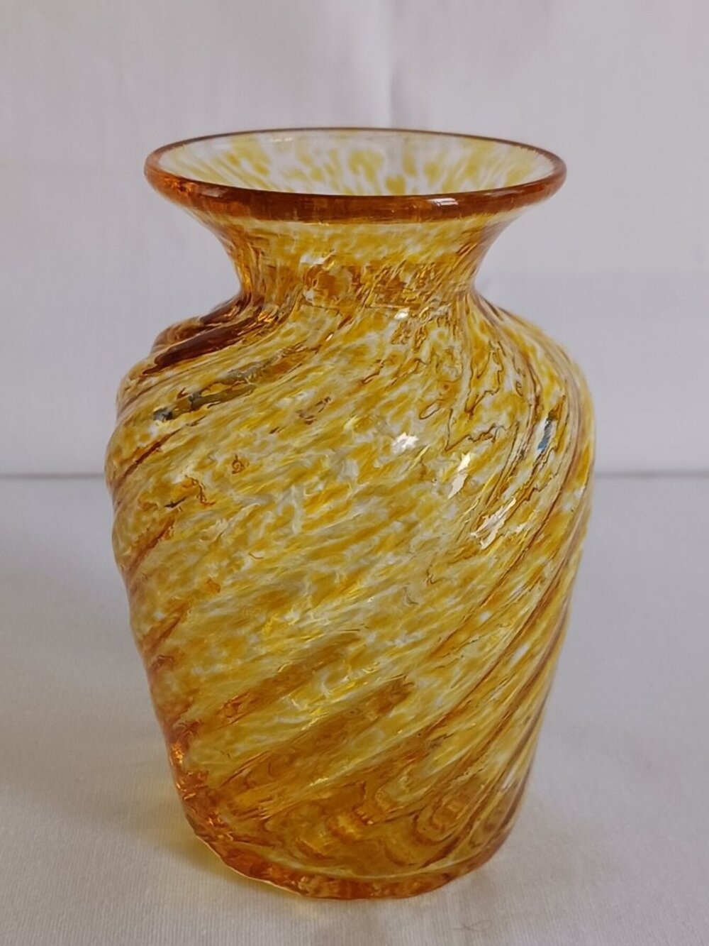 Vintage Studio Art Glass Signed Andreani Dated 2000 Spatter Swirl Mini Vase 3.5"